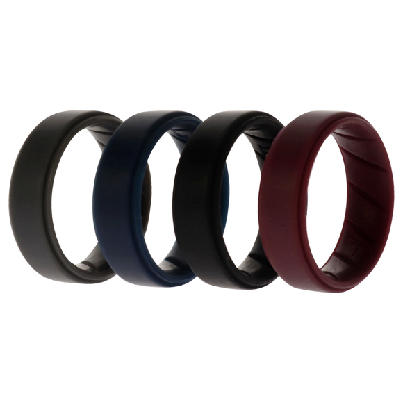 Silicone Wedding BR Step Ring Set - Basic-Bordo by ROQ for Men - 4 x 11 mm Ring - Picture 1 of 2